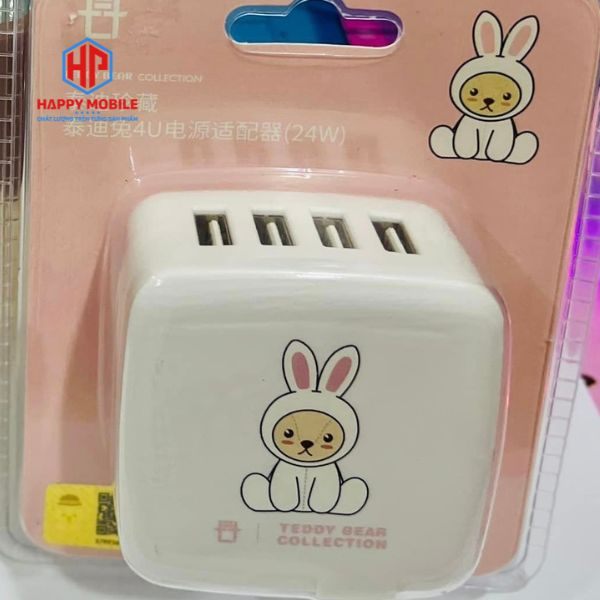 Củ sạc nhanh 24w - 4 cổng đầu ra USB sạc cho nhiều thiết bị cùng một lúc